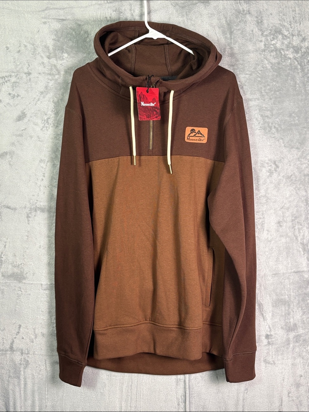 NWT New Moosejaw Brown Weekend 1/4 Zip Pullover Mens Hoodie Size XL